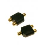 2-264G, переходник RCA гнездо - 2 x RCA гнездо пластик "позолоченный"