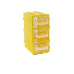К4 жёлтая, кассетница 3 ячейки прозр. лоток 49х82х100мм