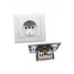 42001008, розетка одинарная с заземлением белая керамика встроенный монтаж