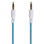 Аудио кабель AUX 3.5 мм в тканевой оплетке 1M синий REXANT