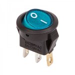 Выключатель клавишный круглый 250V 3А (3с) ON-OFF синий  с подсветкой  Micro  (RWB-106, SC-214)  REXANT
