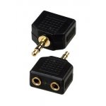 2-055G(NP-564G), переходник  3.5ммштекер стерео-2x3.5ммгнездостерео пласт."позол."