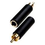 2-252G, переходник RCA штекер - 6.35мм гнездо стерео пластик "позолоченный"