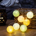 Тайские фонарики «Пудра» 1,5 м, прозрачный ПВХ, 10 LED, теплый белый, питание 2 х АА