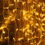 ДОЖДЬ (занавес) 2х0,8м, прозрачный ПВХ, 160 LED ТЕПЛЫЙ БЕЛЫЙ