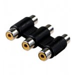 2-278, переходник 3 x RCA гнездо - 3 x RCA гнездо пластик