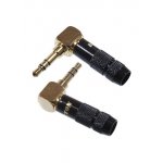 7-0292GBK, Разъем аудио 3,50мм, 2 кон., угловой, стерео, "позол.", металл, черный