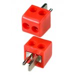 1-606, разъем аудио"точка-тире" штекер пластик на кабель красный "кубик"