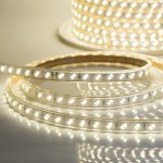 LED Лента 220В, 6.5x17мм, IP67, SMD 5730, 120 LED/м, Теплый белый, 100м, без устан.набора