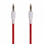 Аудио кабель AUX 3.5 мм в тканевой оплетке 1M красный REXANT