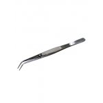 12-0355, Пинцет изогнутый, узкий, фиксатор, рифленый 155 мм ПРОФИ