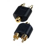 2-228G, переходник 2 x RCA штекер - 3.5мм гнездо моно пластик "позолоченный"