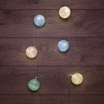 Тайские фонарики «Пудра» 1,5 м, прозрачный ПВХ, 10 LED, теплый белый, питание 2 х АА