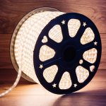 LED Лента 220В, 6.5x13мм, IP67, SMD 5730, 60 LED/м, Теплый белый, 100м, без устан.набора