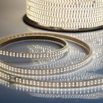 LED Лента 220В, 6.5x15мм, IP67, SMD 3014, 240 LED/м, Теплый белый, 100м, без устан.набора