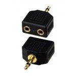 2-054G, переходник 3.5мм штекер моно - 2 x 3.5мм гнездо моно пластик "позол."