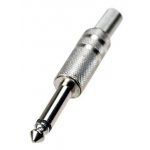 1-104 (NP-207), штекер аудио 6.35мм моно металл на кабель