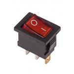 36-2150, выключатель клавишный 250В 6А 3 контакта ON-OFF красный с подсветкой Mini
