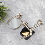 Держатель «Третья рука» REXANT, 2 зажима, чугун, лупа 60 мм, подставка паяльника, ниша, губка (ZD-10G)