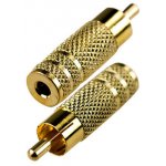 2-225G, переходник RCA штекер - 3.5мм гнездо стерео металл "позолоченный"