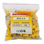 НАКОНЕЧНИК КОЛЬЦЕВОЙ изолированный ø6.5мм 4-6мм² (НКи 6.0-6 / НКи5,5-6 / RV5.5-6) желтый  REXANT