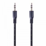 Аудио кабель AUX 3.5 мм в тканевой оплетке 1M черный REXANT