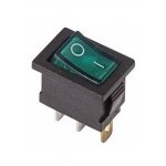 RWB-206 36-2153, выключатель клавишный 250В 6А (3с) ON-OFF зеленый  с подсветкой  Mini