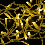 НИТЬ 10м, белый ПВХ, 100 LED Желтые, соединяется, 230В (нужен шнур питания 303-500/303-500-1)