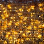 ДОЖДЬ (занавес) 2х3м, прозрачный ПВХ, 448 LED ТЕПЛЫЙ БЕЛЫЙ, 28 LED/нить, 16 нитей (соединяются)